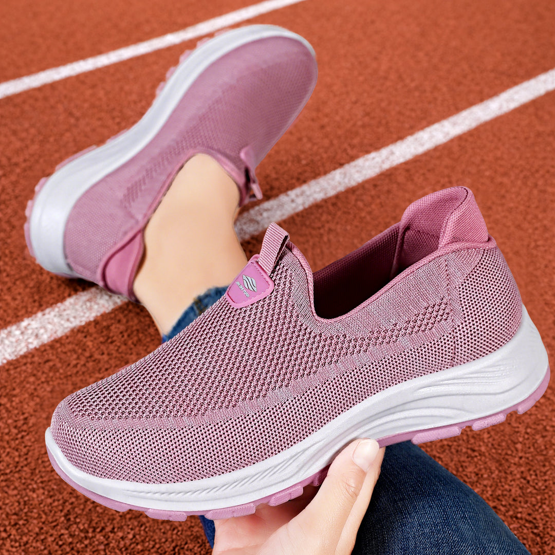 Damen nan nahtloser Strick-Comfort Slip-On Sneaker mit elastischem Einstieg und stoßdämpfender EVA-Zwischensohle EB