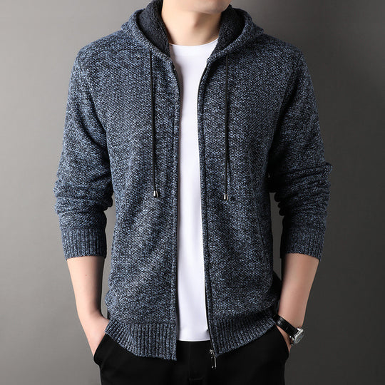 Herren modische Strickjacke mit Kapuze und weich gefüttertem Innenfutter EB