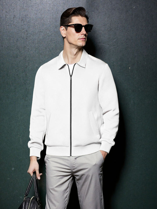 Herren sportliche Jacke mit strukturiertem Design und modernem Kragen EB