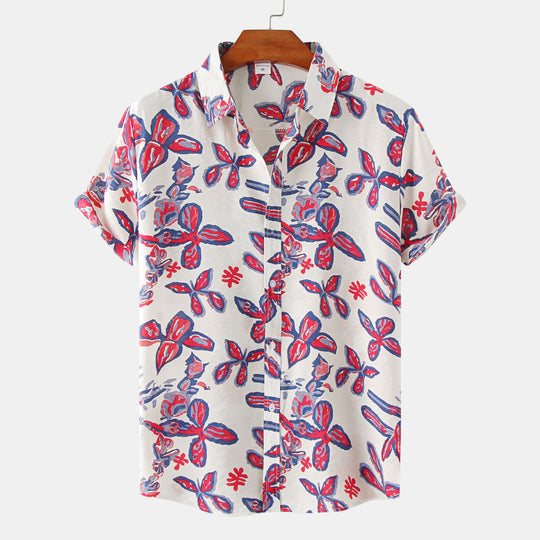 EB | Floral kurzärmeliges Blumenhemd Männer