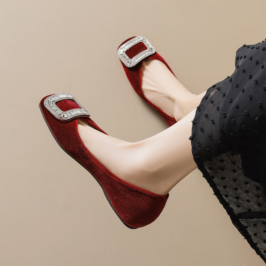 Damen elegante Ballerinas mit luxuriöser Schnallenapplikation EB