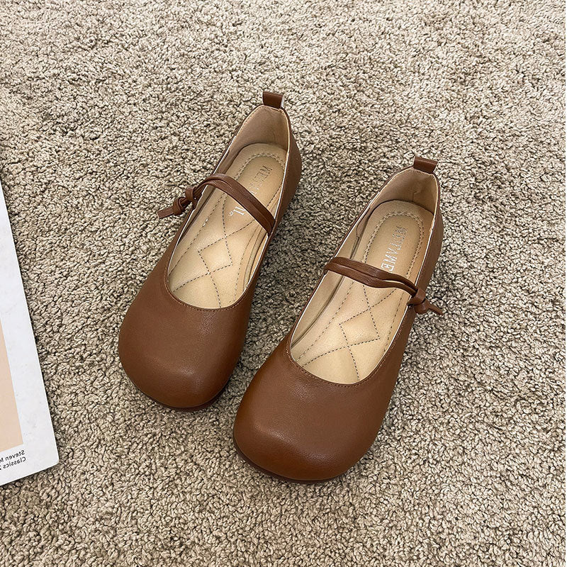 Damen Bequeme und elegante Ballerinas mit verstellbarem Riemen und weicher Innensohle EB