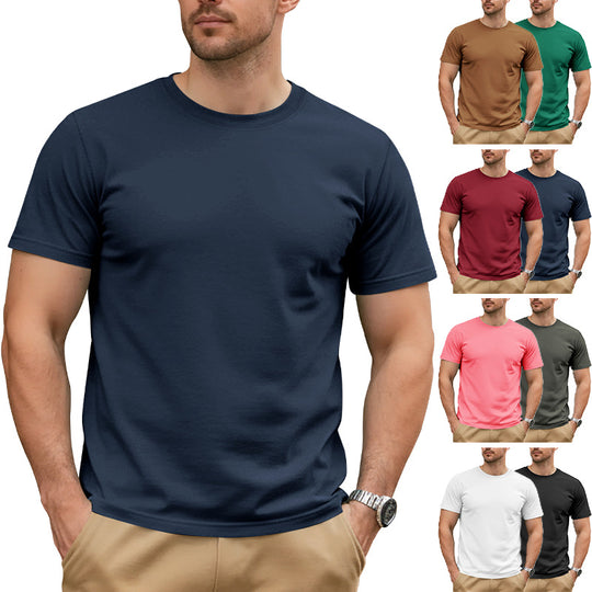 Herren nan Basic Kurzarm-T-Shirt aus hochwertigem Baumwollmix mit Rundhalsausschnitt, flachen Nähten und Regular Fit EB