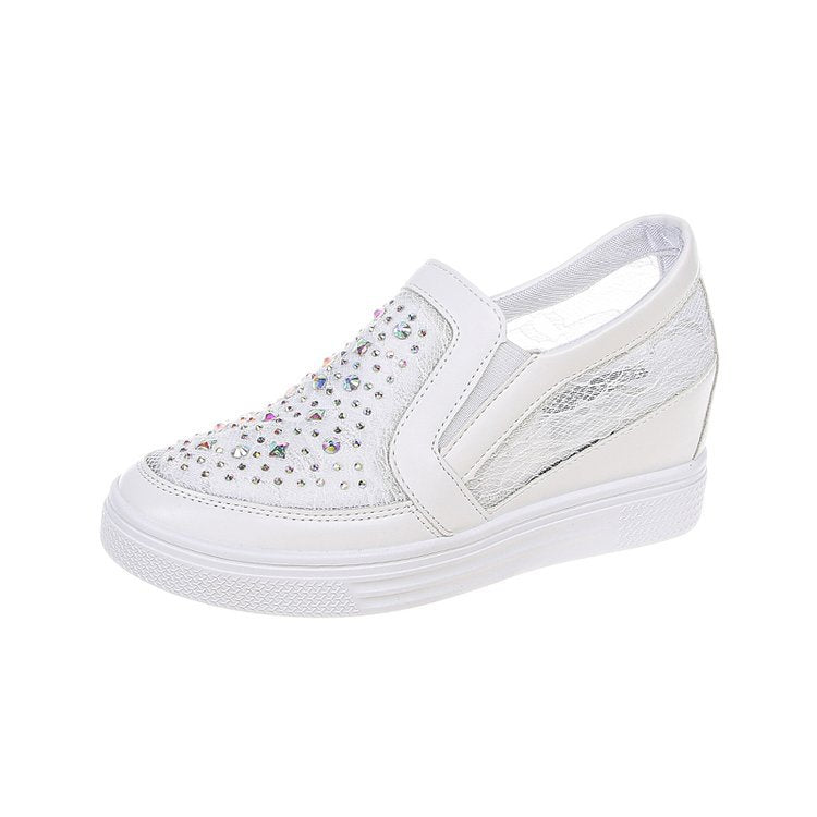 Damen Slip-On Keil-Sneaker mit funkelnden Ziersteinen und elastischen Seiteneinsätzen EB