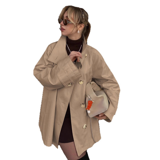 Damen Modischer Oversized-Trenchcoat mit großen Knöpfen EB