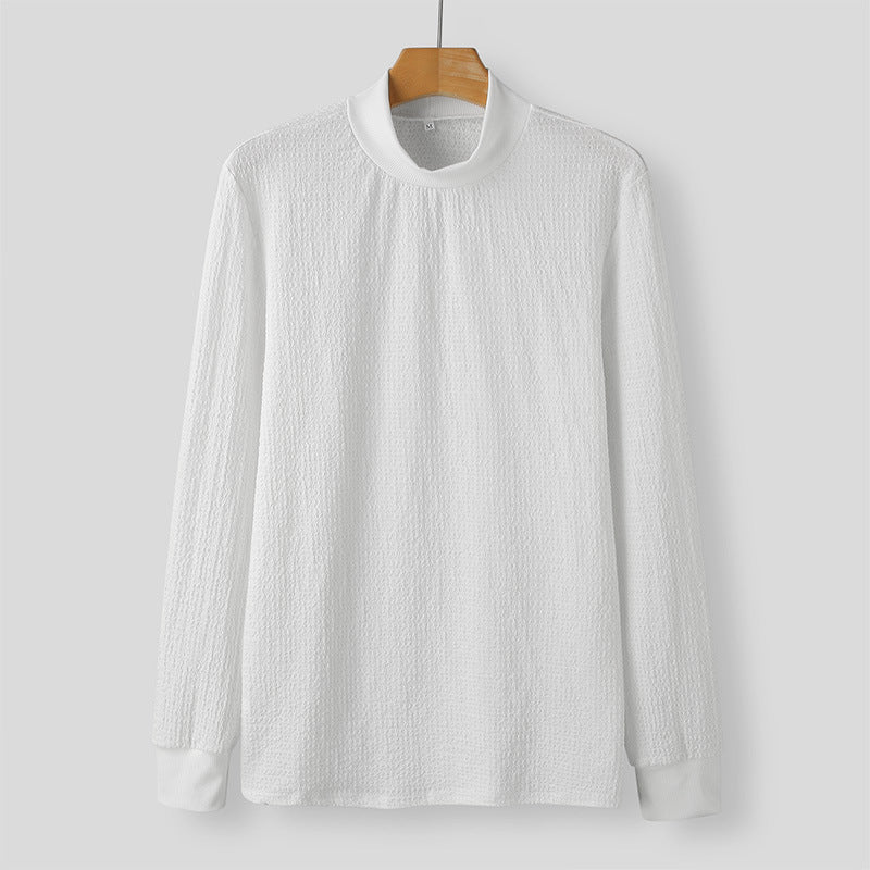 Damen Elegantes Langarmshirt mit strukturiertem Stoff und hohem Kragen EB