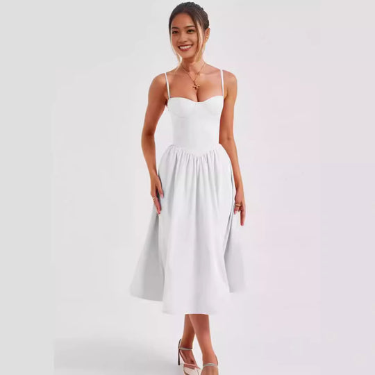 Damen Midi-Kleid mit taillierter Silhouette und A-Linie EB