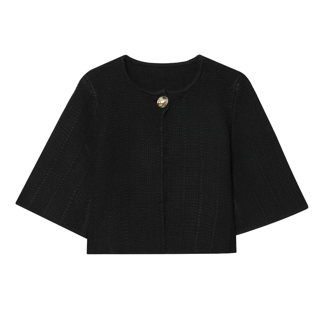 Damen elegante Strickjacke mit dekorativem Knopf EB