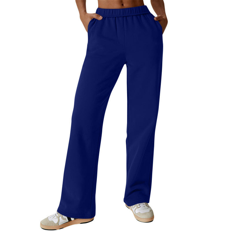 Damen nan hochgeschnittene ausgestellte Loungehose mit elastischem Komfortbund und verdeckten Eingrifftaschen EB