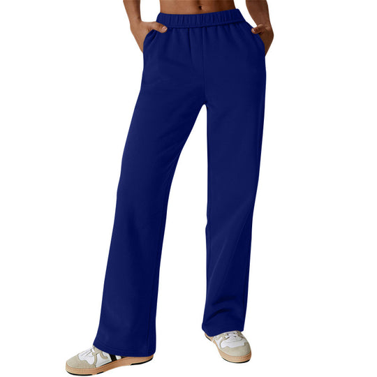 Damen nan hochgeschnittene ausgestellte Loungehose mit elastischem Komfortbund und verdeckten Eingrifftaschen EB