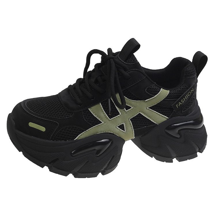 Damen modische Sneakers mit atmungsaktivem Mesh-Obermaterial und robustem Sohlenprofil EB