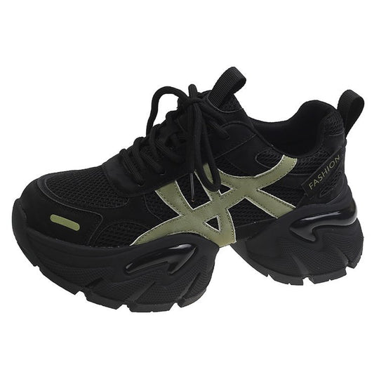 Damen modische Sneakers mit atmungsaktivem Mesh-Obermaterial und robustem Sohlenprofil EB