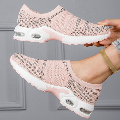 Damen Sportliche Slip-On Sneakers mit atmungsaktivem Mesh und dämpfendem Fußbett EB