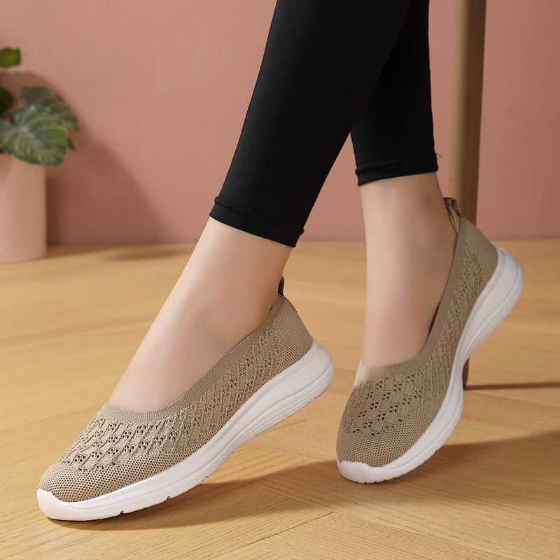 Damen Slip-On Freizeitschuhe mit atmungsaktivem Strickoberteil EB