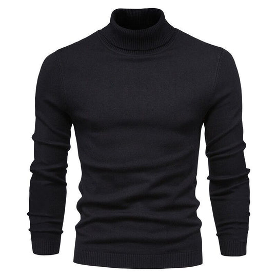 Herren nan schmal geschnittener Rollkragenpullover aus Merino-Baumwollmix mit hohem Kragen EB