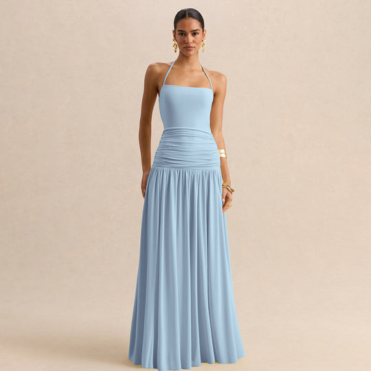Damen Elegantes Abendkleid mit Off-Shoulder-Design und Fließendem Cape EB