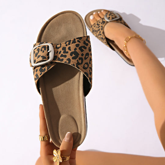 Damen Komfortable Slide-Sandalen mit modischem Schnallen-Detail EB