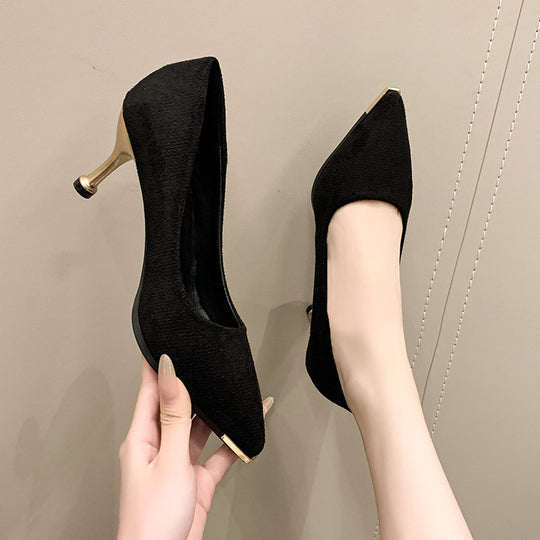 Damen elegante spitze Pumps mit metallic Akzent EB