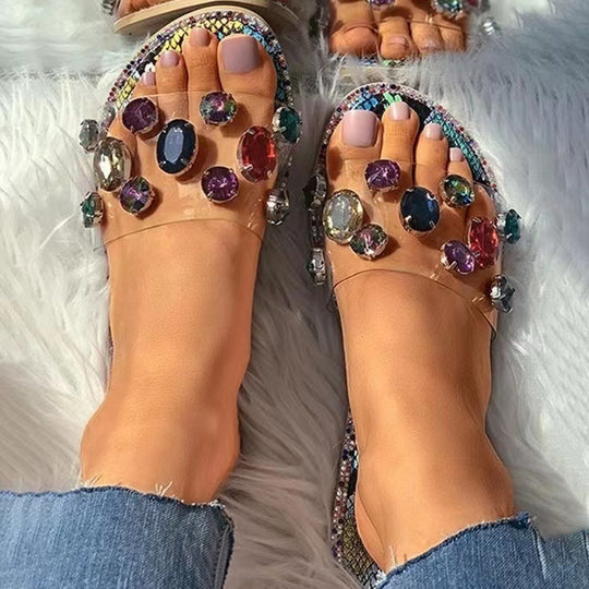 Damen Glitzernde Riemchen-Sandalen mit funkelnden Schmucksteinen EB