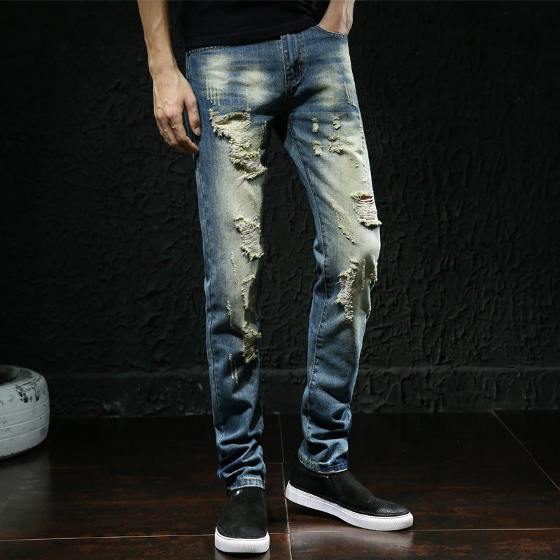 Herren modische Destroyed Jeans mit außergewöhnlichen Rissdetails EB