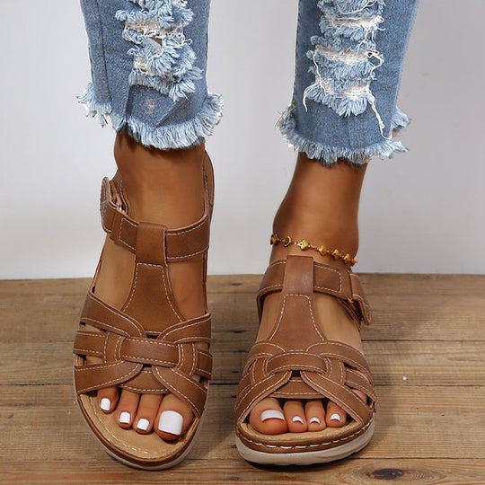 Damen Komfortable Freizeitsandalen mit ergonomischem Fußbett und verstellbaren Riemen EB