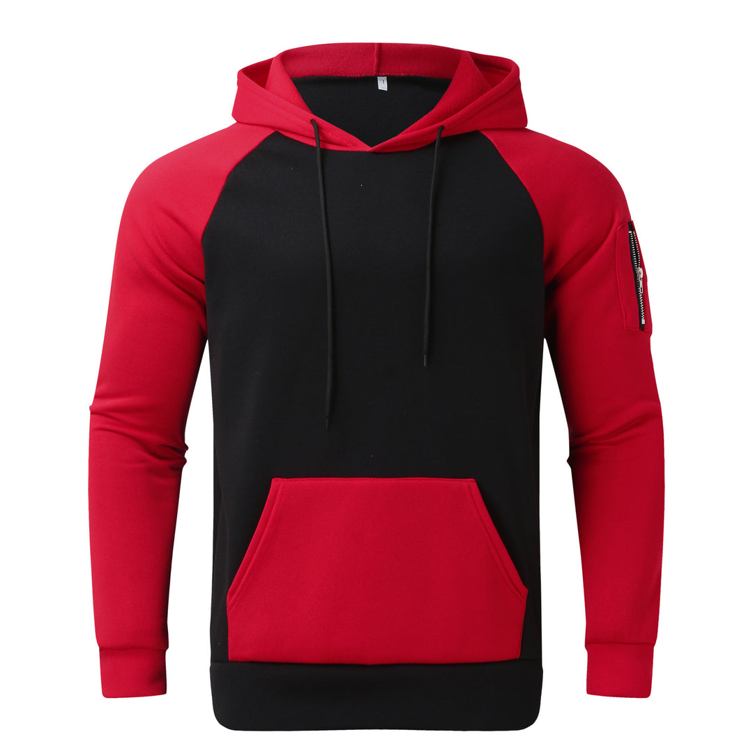 Herren nan Raglan-Kapuzenpullover aus Baumwollmix mit Kängurutasche, Ärmeltasche und Kapuzenkordel EB