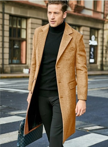 Herren eleganter und moderner Langmantel mit strukturiertem Obermaterial EB