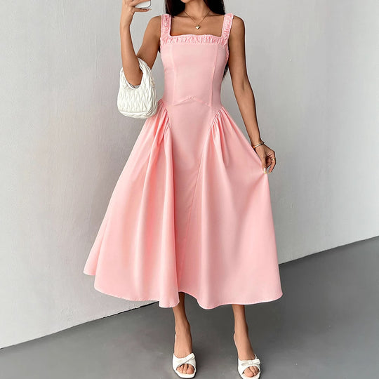Damen Midikleid mit feinen Rüschendetails und figurbetontem Schnitt EB