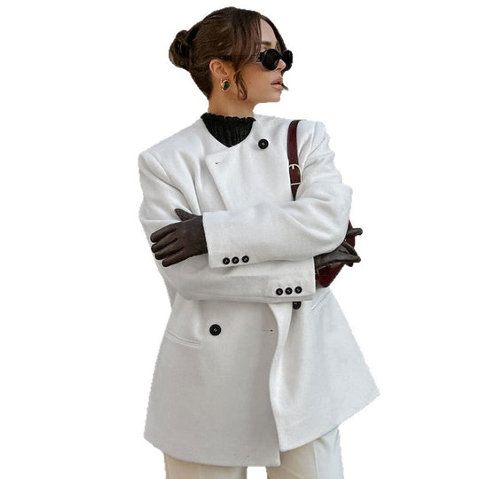 Damen Trendiger Oversized Blazer mit doppelter Knopfleiste EB