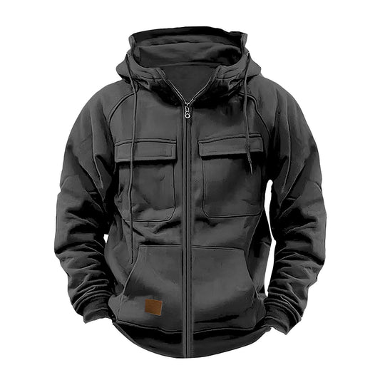 Herren Fleecejacke mit hohem Kragen und praktischen Taschen EB