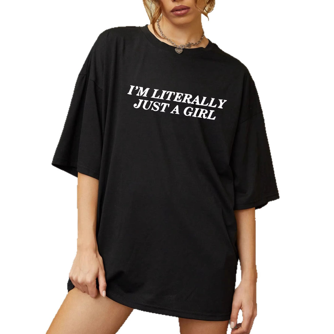 Damen Oversized Statement T-Shirt mit kreativem Schriftzug EB