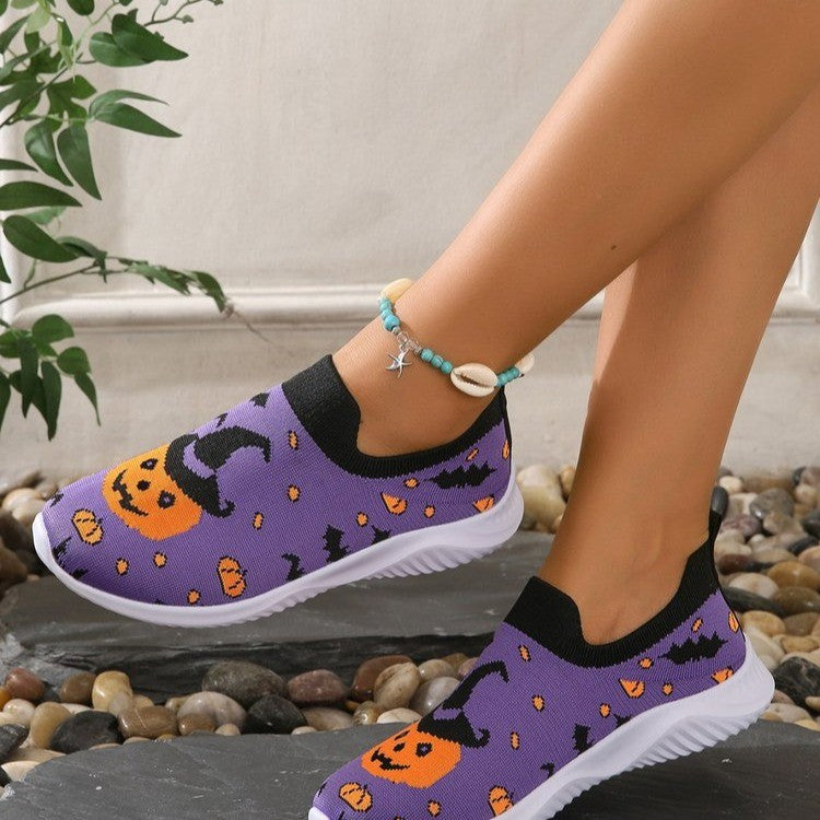 Damen Freizeitschuhe mit Halloween-Motiv und rutschfester Sohle Heidi-Mode