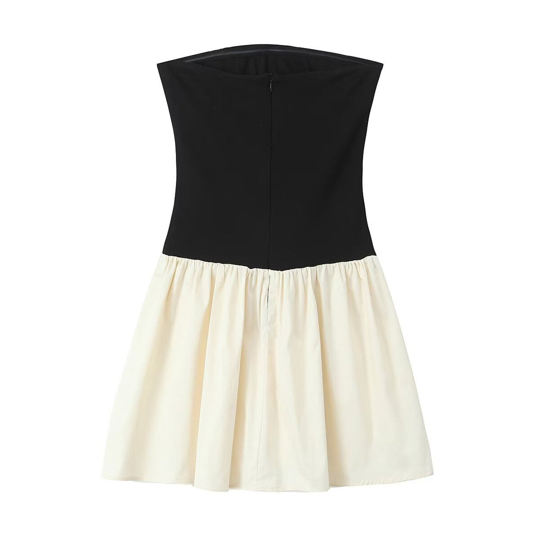 Damen Trägerloses Kleid mit ausgestelltem Rock EB