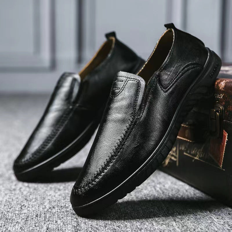 Herren Bequeme Leder Slipper Schuhe EB
