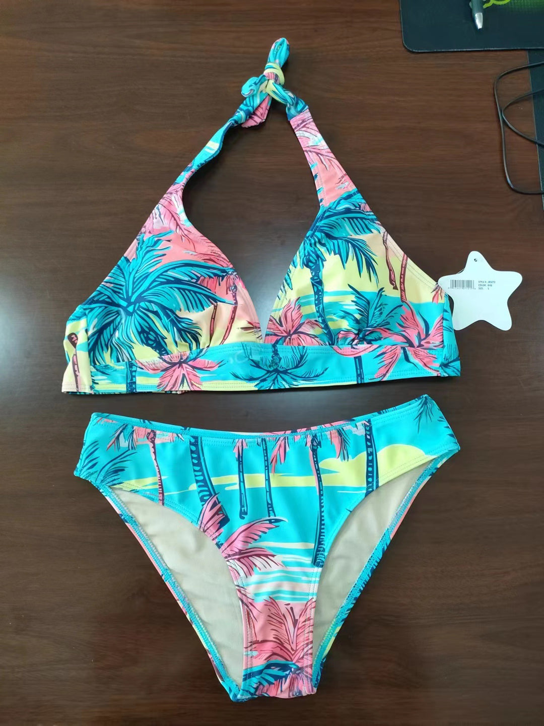 Damen Triangel-Bikini mit kreativem Knotendesign EB