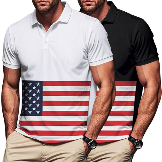 Herren Polo-Shirt mit Flaggenmotiv und klassischem Kragen EB