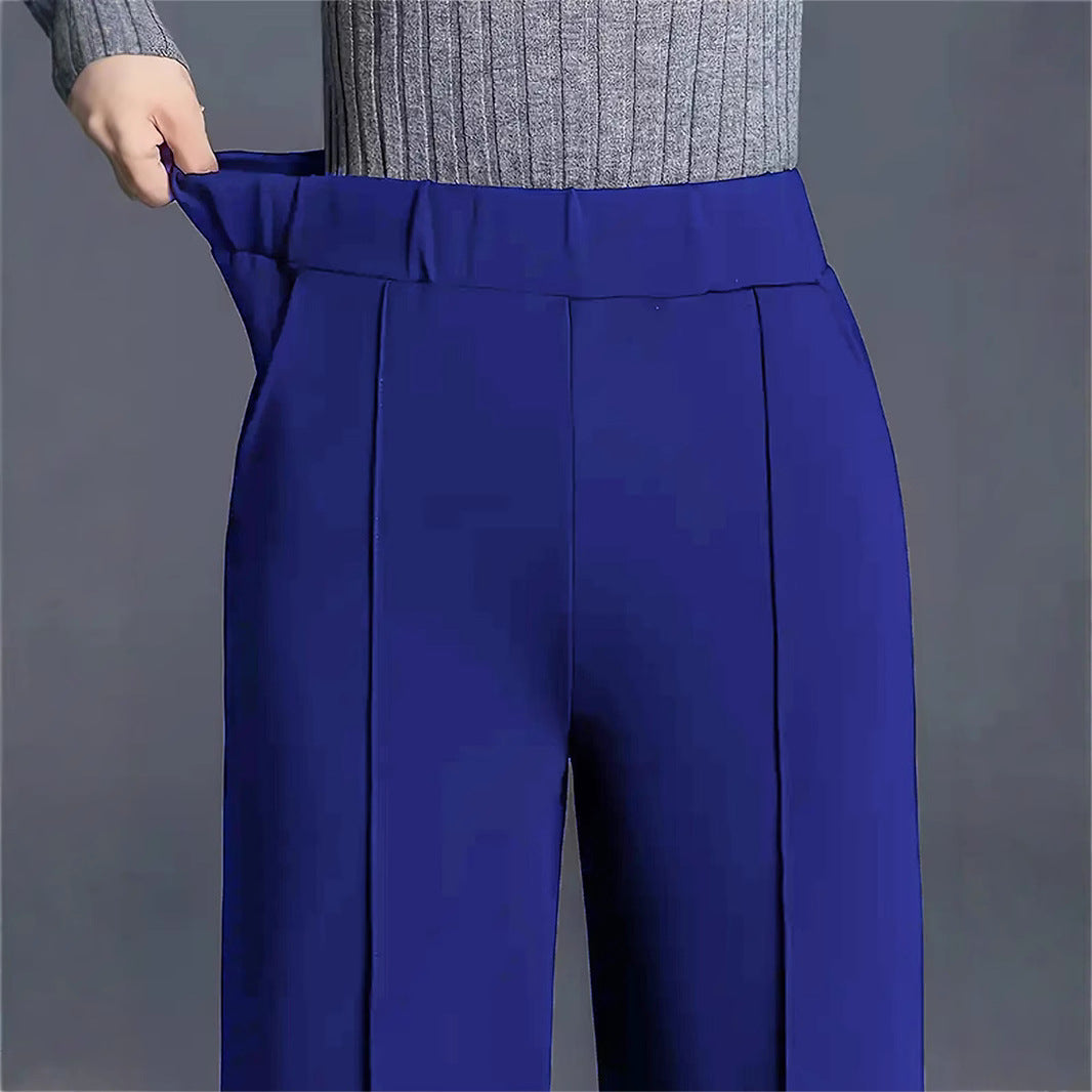 Damen Weit geschnittene High-Waist-Hose mit eleganten Bügelfalten EB