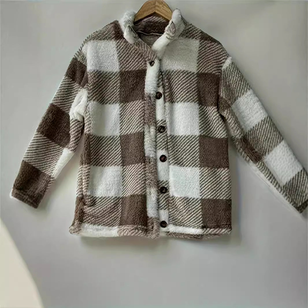 Damen Kuschelige Karojacke EB