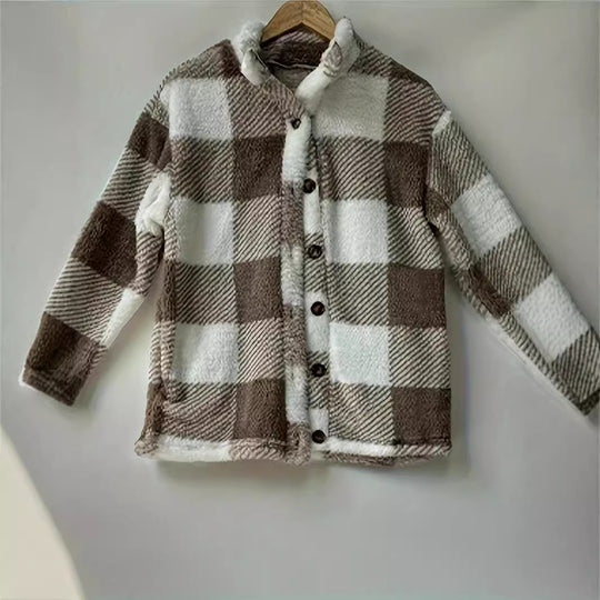 Damen Kuschelige Karojacke EB