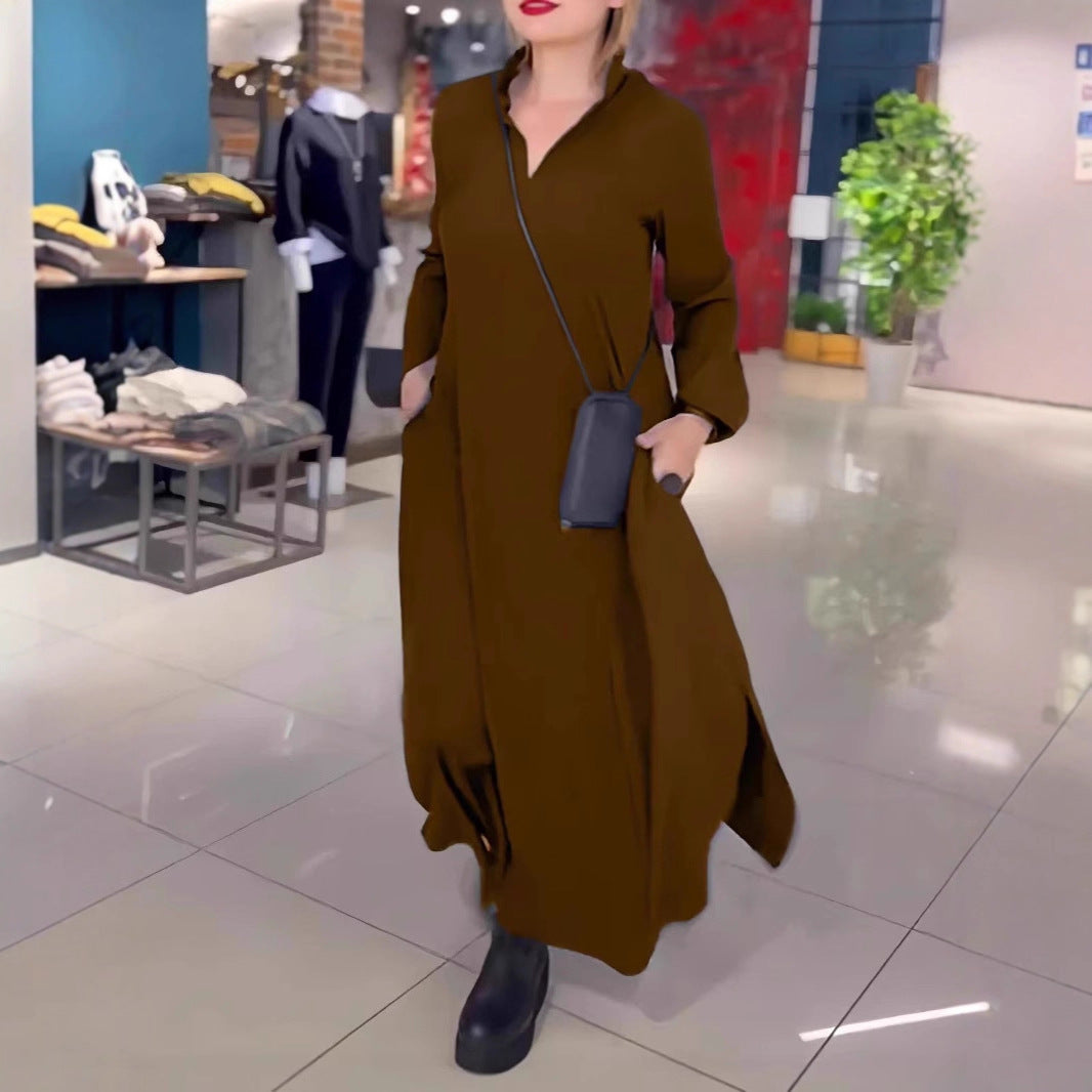 Damen Hemdkleid mit praktischen Seitentaschen und fließendem Schnitt EB