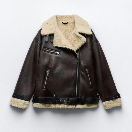 EB | Damenjacke Mit Revers Aus Kunstleder