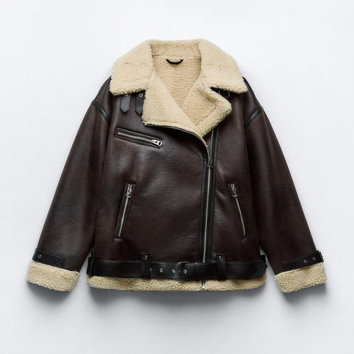 EB | Damenjacke Mit Revers Aus Kunstleder