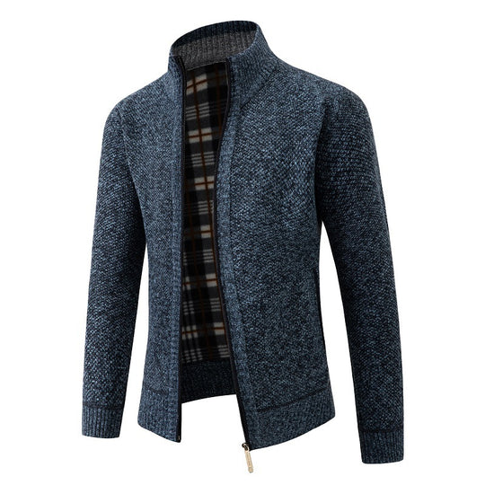 Herren Strickjacke mit modernem Stehkragen und praktischen Seitentaschen EB