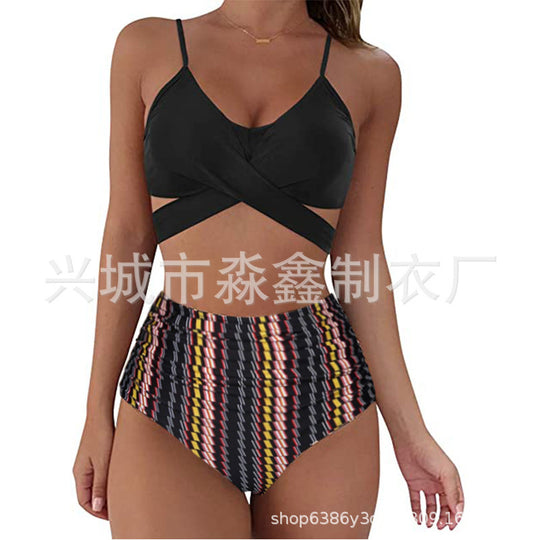 Damen Crop-Top Bikini-Set mit geflochtenem Design EB