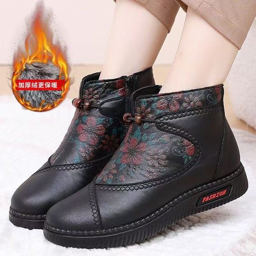 Damen Elegante Ankle Boots mit floralem Muster und komfortablem Schnürverschluss EB