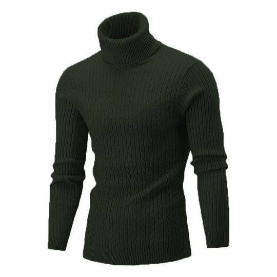 Herren nan gerippter Rollkragenpullover mit Zopfmuster und körpernaher Slim-Fit-Silhouette EB