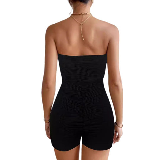 Damen ärmelloser Jumpsuit mit gerafftem Design EB