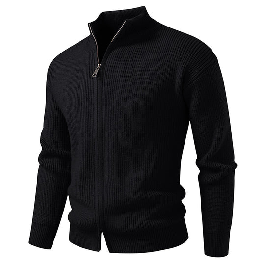Herren Strickjacke mit hohem Kragen und durchgehender Reißverschluss EB