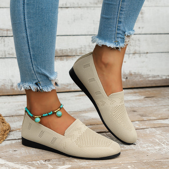 Damen Atmungsaktive Slip-On Sneakers mit flexiblem Strickdesign EB