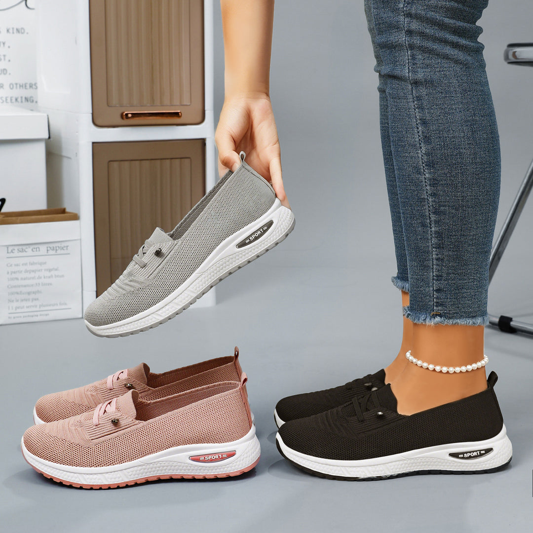 Damen nan gestrickter Slip-On-Loafer-Sneaker mit luftgepolsterter EVA-Zwischensohle und rutschfester Gummilaufsohle EB